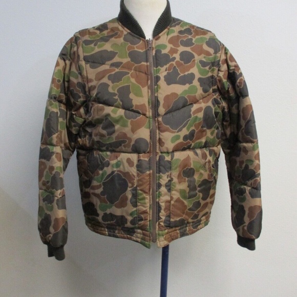 Vintage 90's Retro Frogskin Duck Camo Puffer Jacket Vest Detachable Sleeves Sz L - Picture 6 of 9